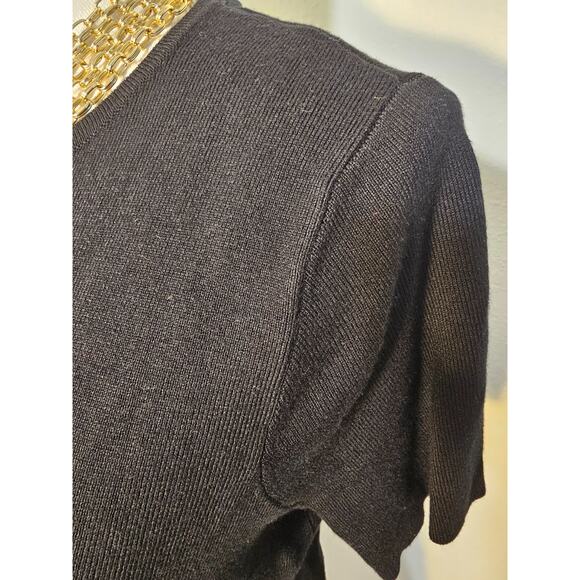 Whisper Knit By Louis Dell'Olio Womens Black Cardigan and Short Sleeve Sweater L - Picture 5 of 7